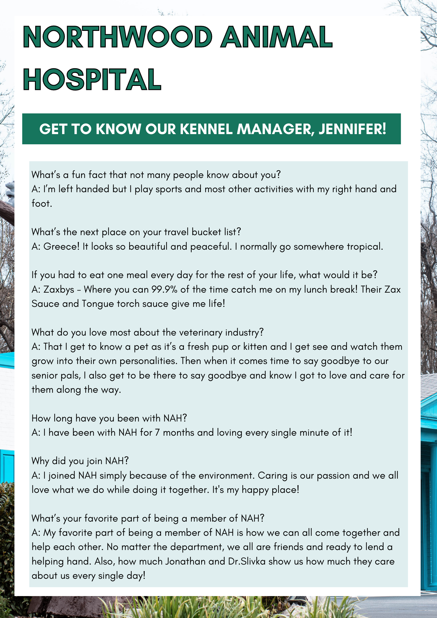 get to know manager jennifer